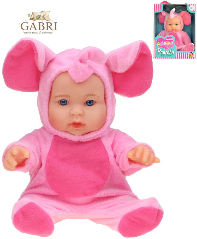 Panenka Adélka miminko v kostýmu zvířátka Slon 23cm v oblečku