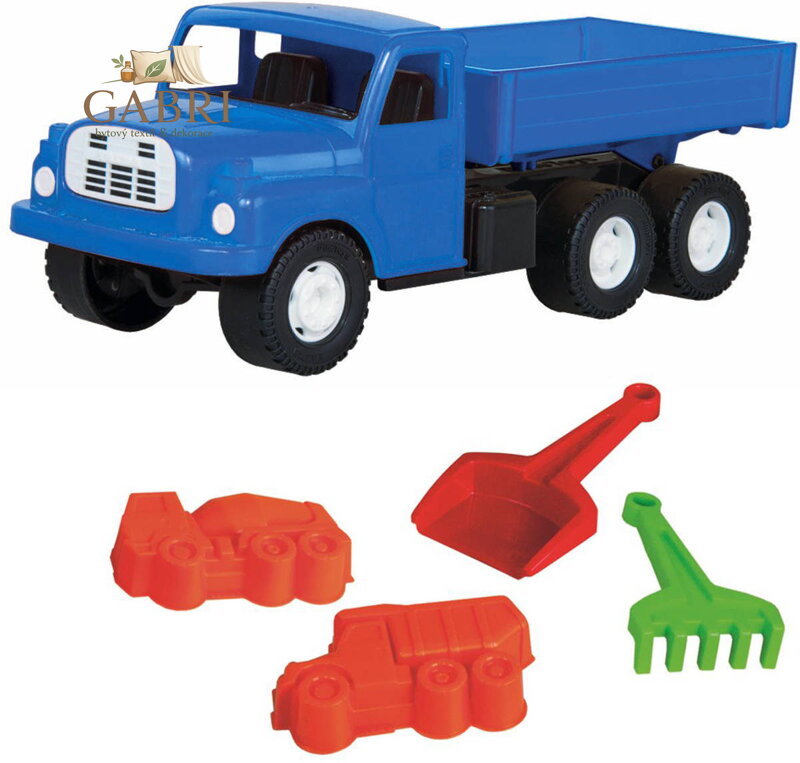 DINO Tatra T148 klasické nákladní auto 30cm modrá valník + pískový set 5ks