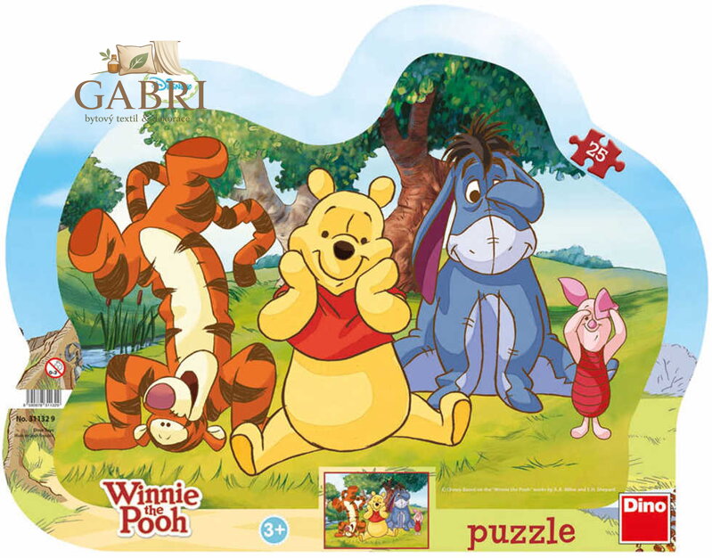DINO Puzzle obrysové deskové 25 dílků Schovávaná s Medvídkem Pú 30x23cm