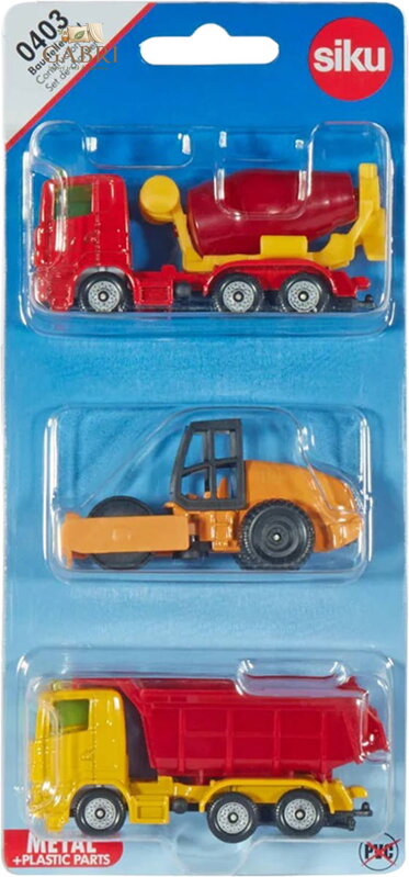SIKU Stavební vozidla set parní válec se sklápěčkou a míchačkou kov 0403