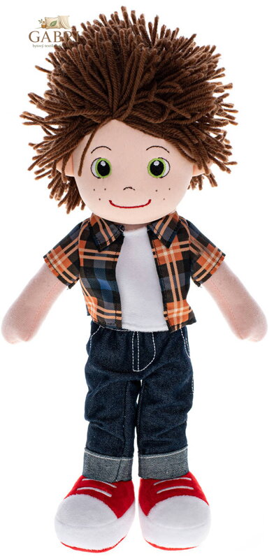 Panáček matýsek oranžový měkké tělo na baterie mluví česky Zvuk PLYŠ