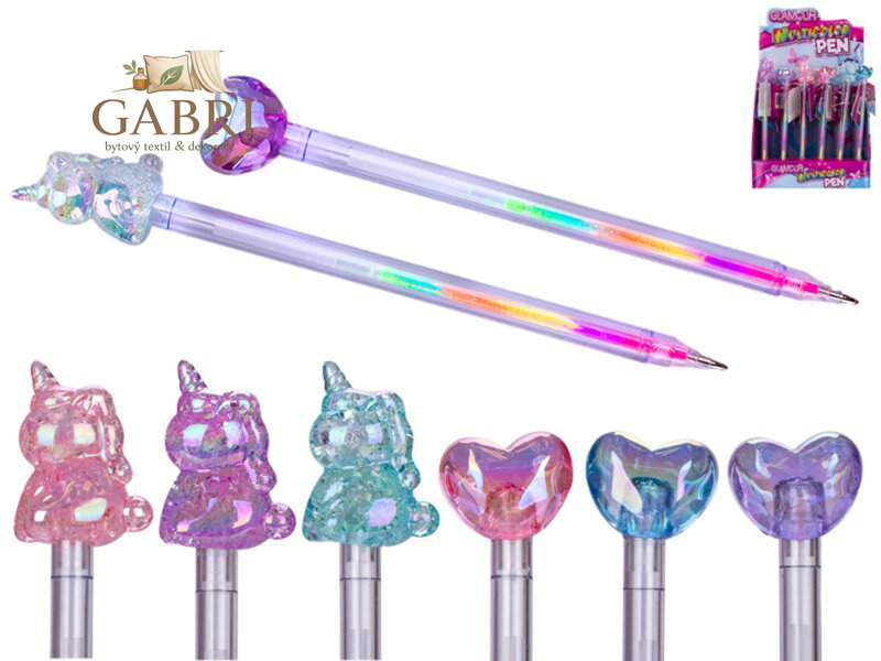 Glamour propiska dětská vícebarevné pero s ozdobou 2 druhy 3 barvy