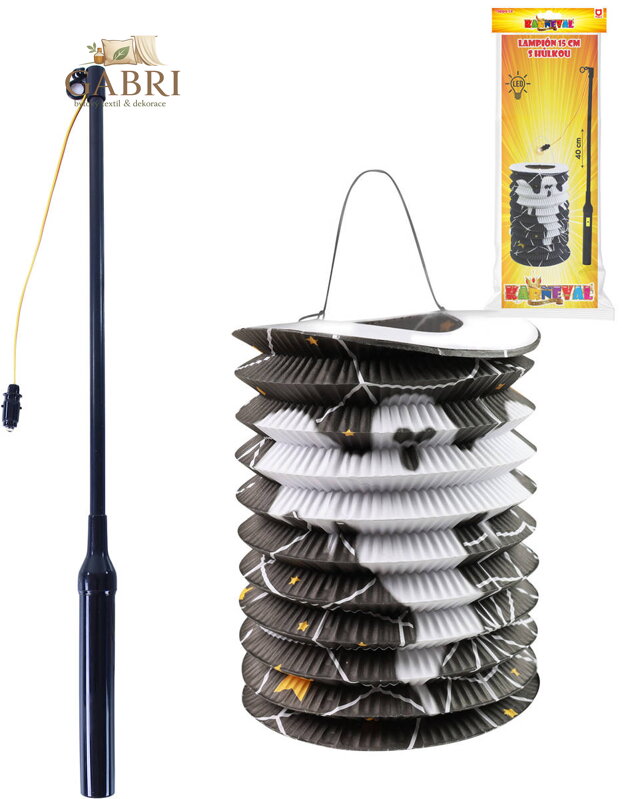 Lampion válec 15cm Halloween duch na svíčku / žárovku s hůlkou na baterie Světlo