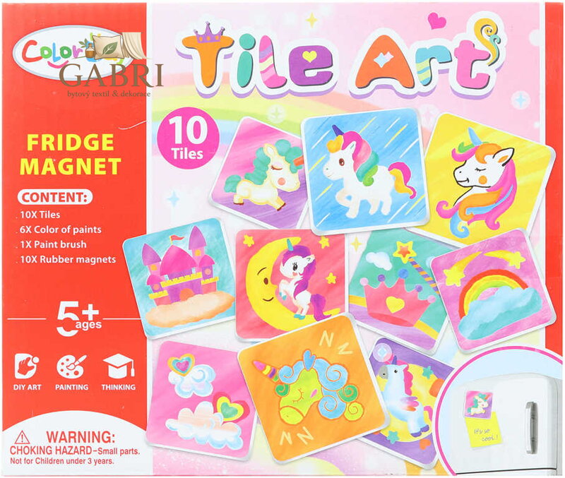 Výroba magnetů na lednici kreativní set se štětcem a barvičkami v krabici