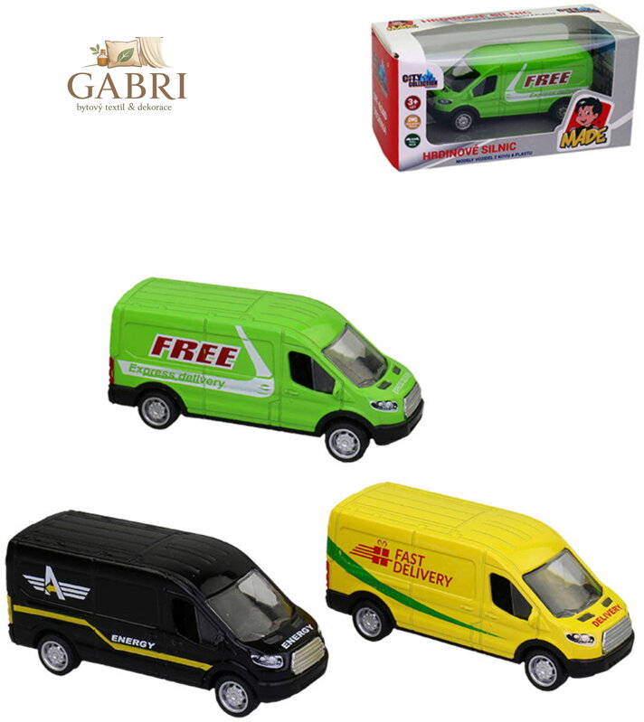 Auto dodávka 11cm kovové autíčko zpětný chod 3 druhy