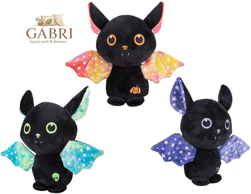 PLYŠ Netopýr 23cm svítící ve tmě 3 barvy *PLYŠOVÉ HRAČKY*