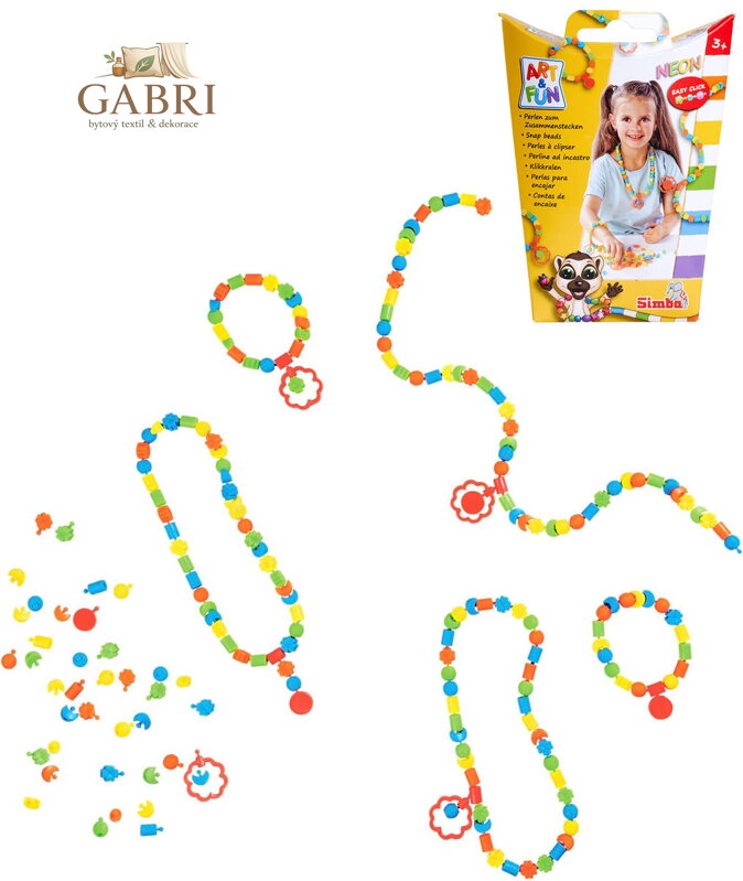 SIMBA Korálky barevné neonové nacvakávací s přívěšky set 250ks