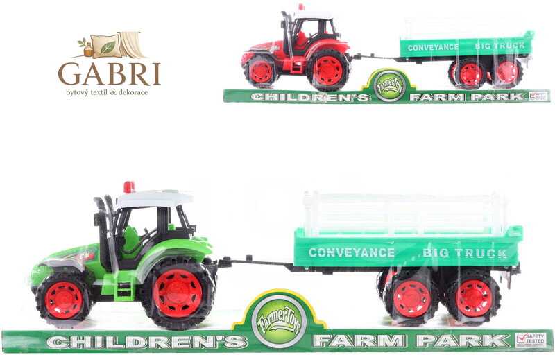 Traktor plastový zemědělský set s přívěsem na setrvačník 2 barvy