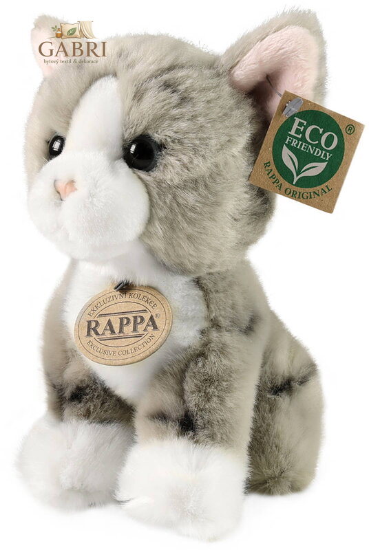 PLYŠ Kočka šedá 18cm sedící Eco-Friendly *PLYŠOVÉ HRAČKY*