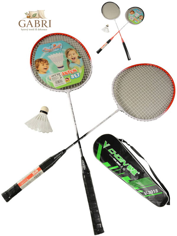 Badmintonový set 2 pálky 65cm + košíček v pouzdře na zip 2 barvy