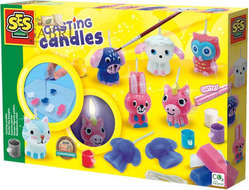 SES CREATIVE Výroba svíček třpytková zvířátka kreativní set v krabici