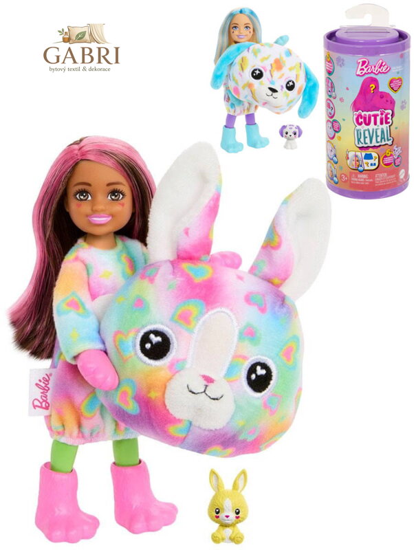 MATTEL BRB Barbie Cutie Reveal Chelsea barevné sny panenka zvířátko v převleku