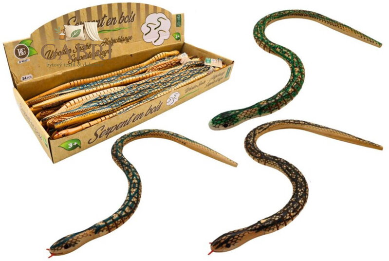 DŘEVO Had 50cm kloubové zvířátko 3 barvy *DŘEVĚNÉ HRAČKY*