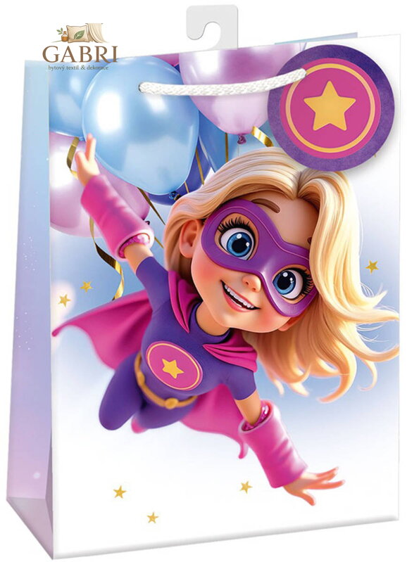 ARGUS Taška dárková akční hrdinka 23x32x13cm papírová lesklá