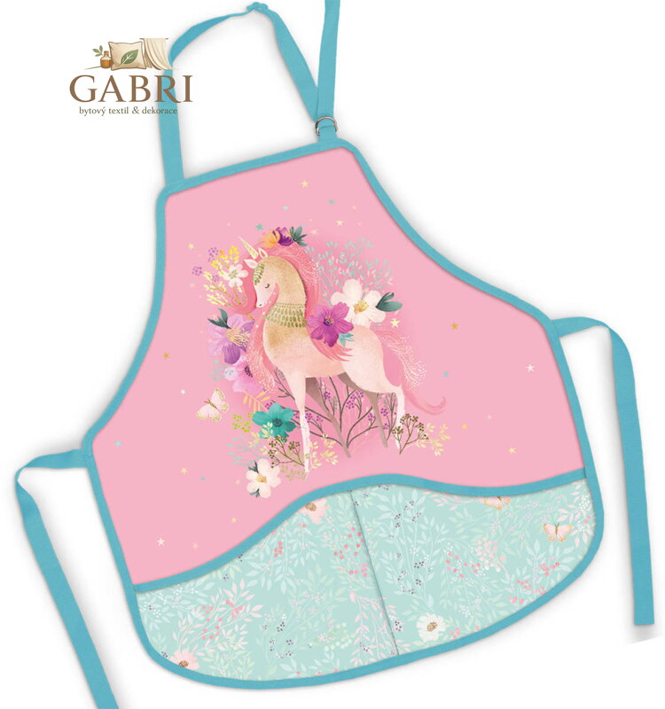 Zástěra dětská Jednorožec 50x55cm na výtvarnou výchovu