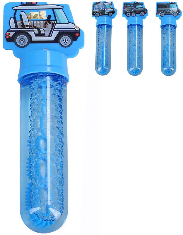 Bublifukovací hůlka policejní auto 14cm dětský bublifukovač 4 druhy