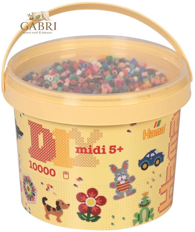 HAMA Korálky dětské zažehlovací barevné set 10000ks v plastovém kbelíku midi