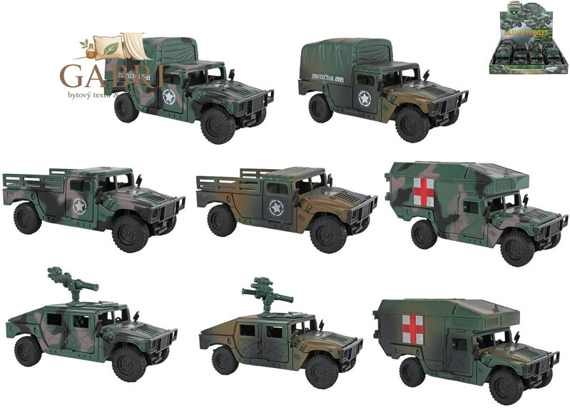 Auto vojenské terénní Mission Control na setrvačník 4 druhy 2 barvy
