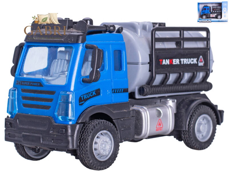 Auto nákladní s cisternou zpětný chod modro-šedé plast