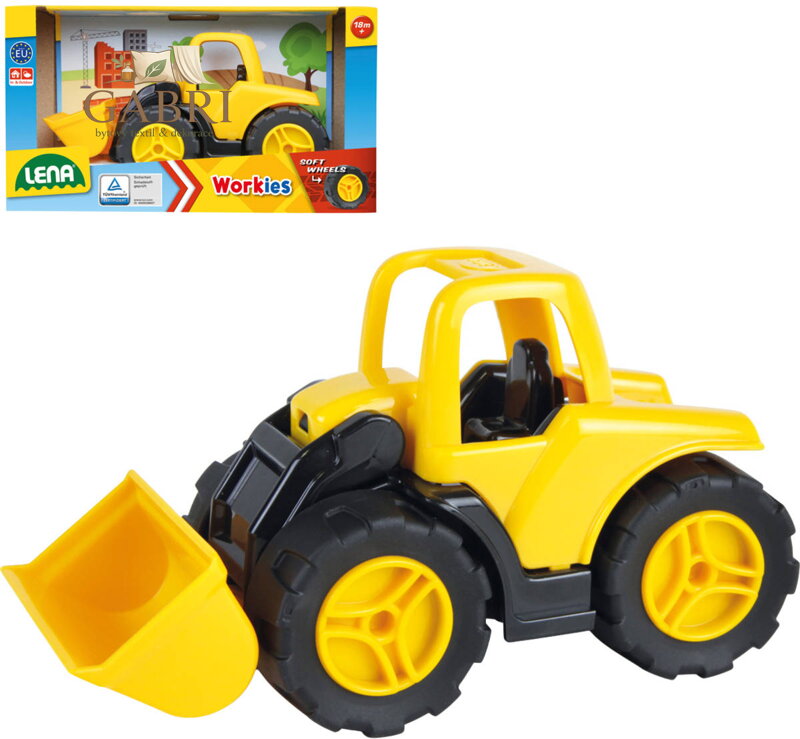 LENA Workies auto nakladač baby 14cm pracovní stroj žlutý plast