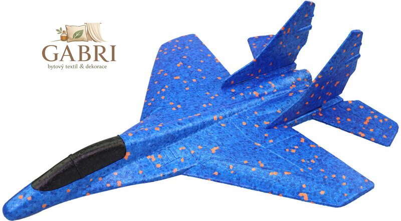 Letadlo soft pěnové stíhačka házecí 42cm polystyrenová modrá