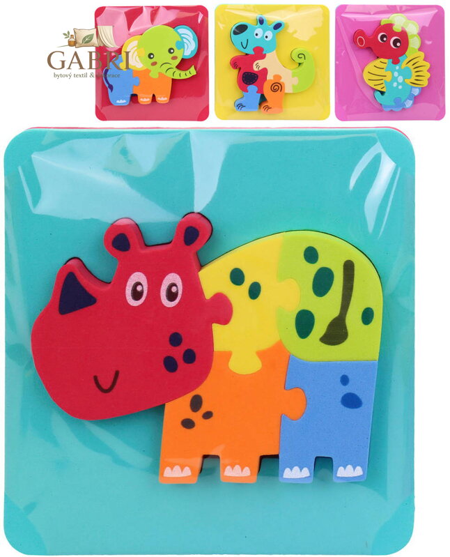 Zvířátka baby puzzle pěnové na podložce do vany do vody 4 druhy