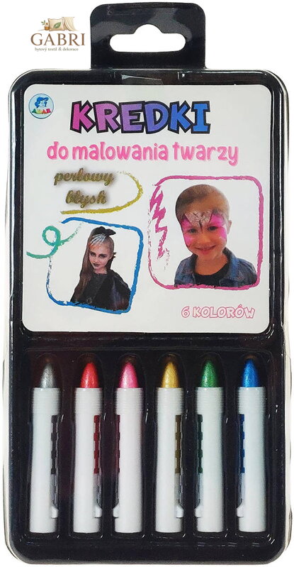 Tužky barevné perleťové na malování na obličej set 6 barev