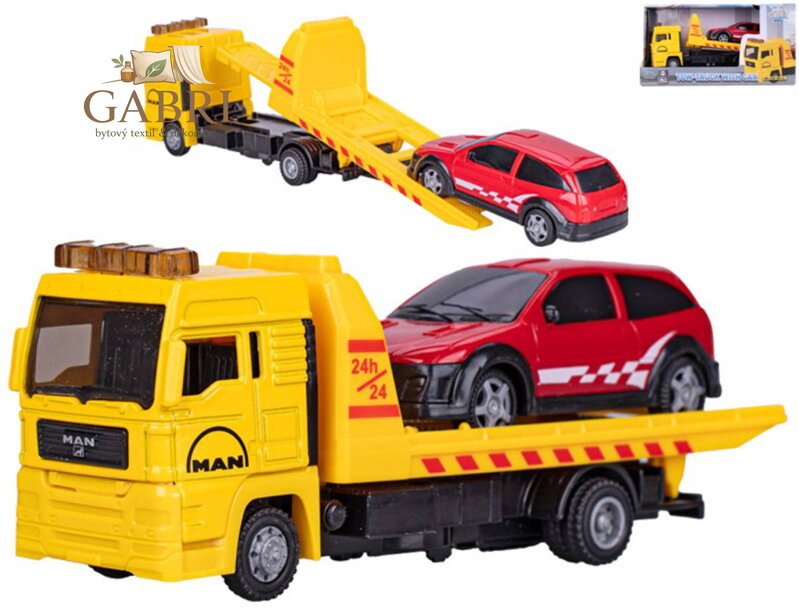 Auto odtahová služba MAN volný chod set odtahovka s autíčkem kov