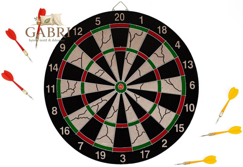 ACRA Terč na šipky závěsný 40cm kovový rám + 6 šipek