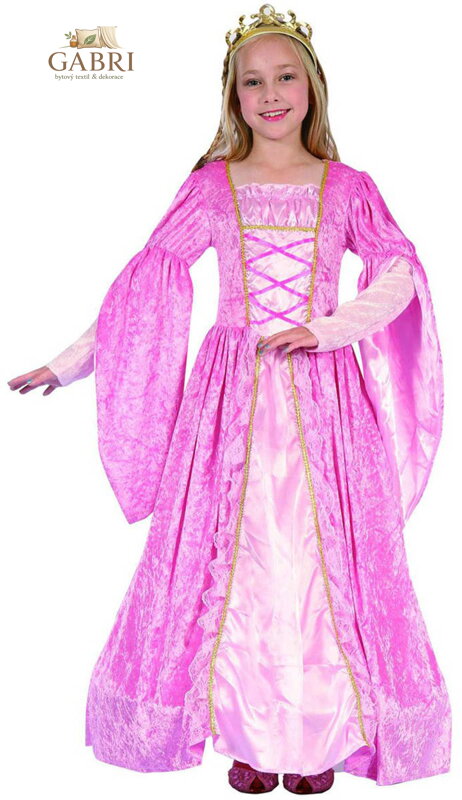KARNEVAL Šaty růžová princezna vel.M (120-130cm) 5-9 let *KOSTÝM*