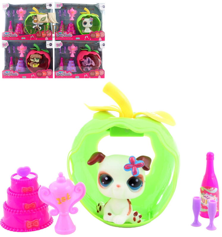 Zvířátko set s domečkem ovoce a doplňky na baterie Světlo 4 druhy