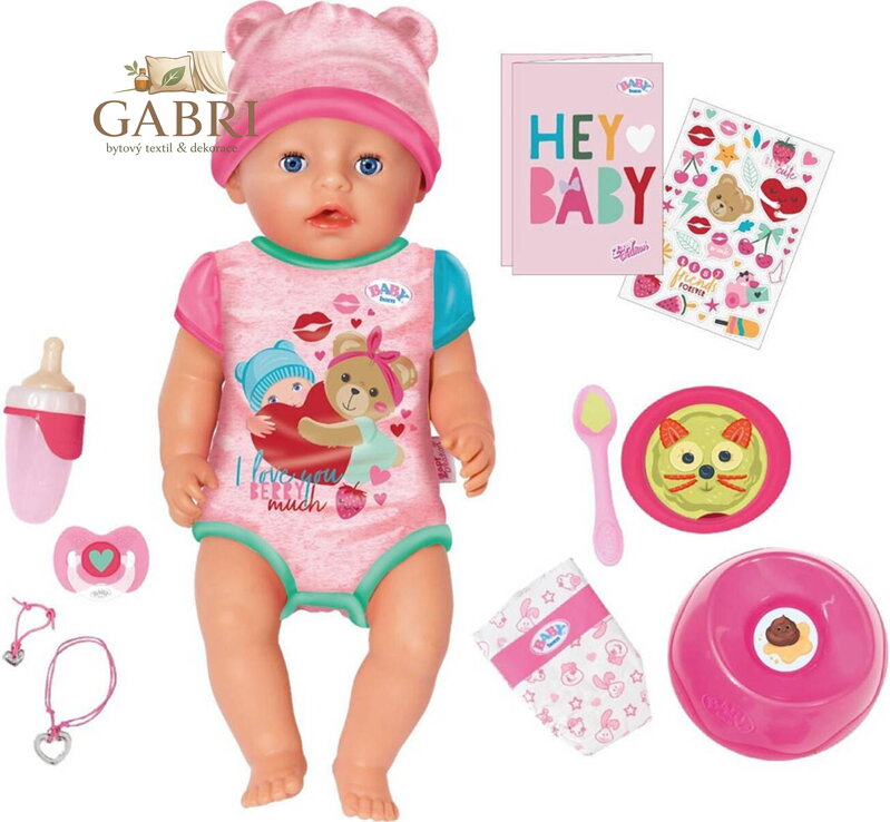 ZAPF BABY BORN Panenka miminko Emma 43cm pije čůrá set s doplňky
