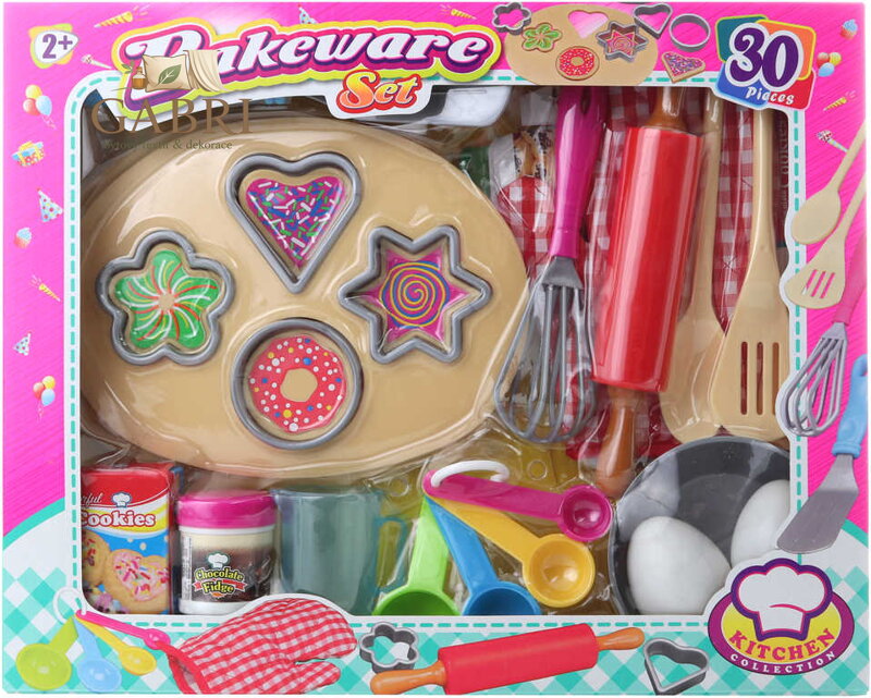 Nádobí dětská sada na pečení s potravinami a doplňky set 30ks v krabici plast