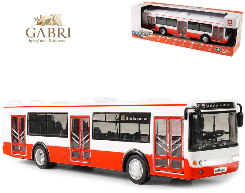 Autobus hlásí zastávky MHD Červený zpětný chod na baterie Světlo Zvuk CZ