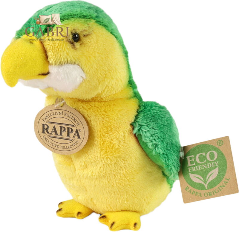PLYŠ Pták papoušek zelený 15cm Eco-Friendly *PLYŠOVÉ HRAČKY*