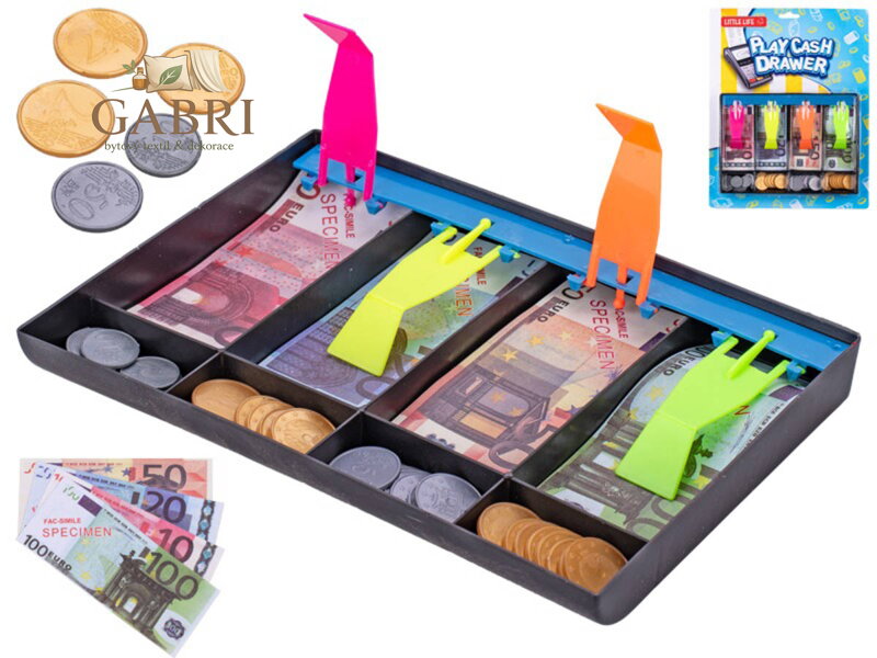 Pokladna herní set EURO bankovky a mince dětské peníze