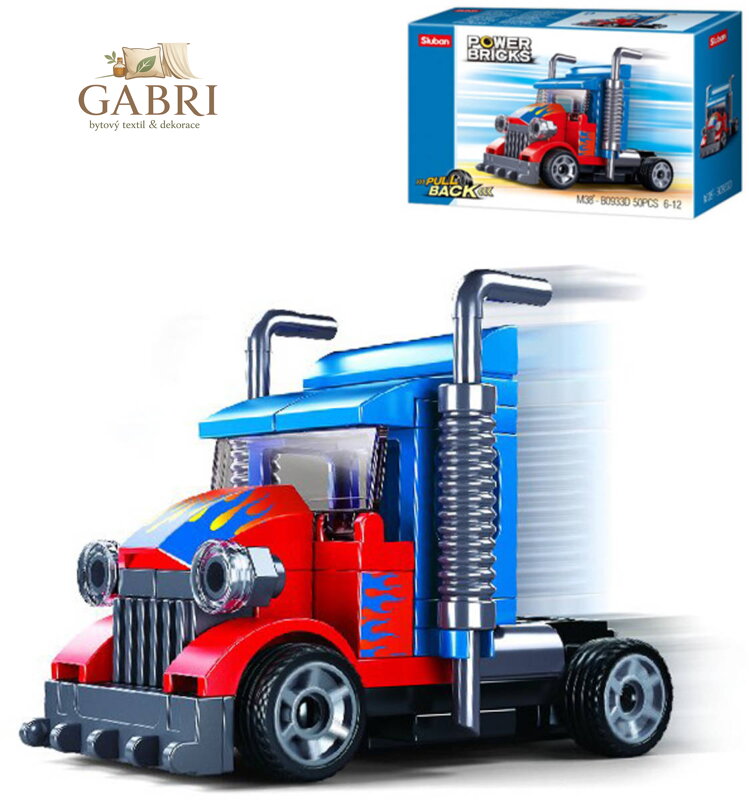 SLUBAN Power Bricks Tahač auto zpětný chod 50 dílků STAVEBNICE