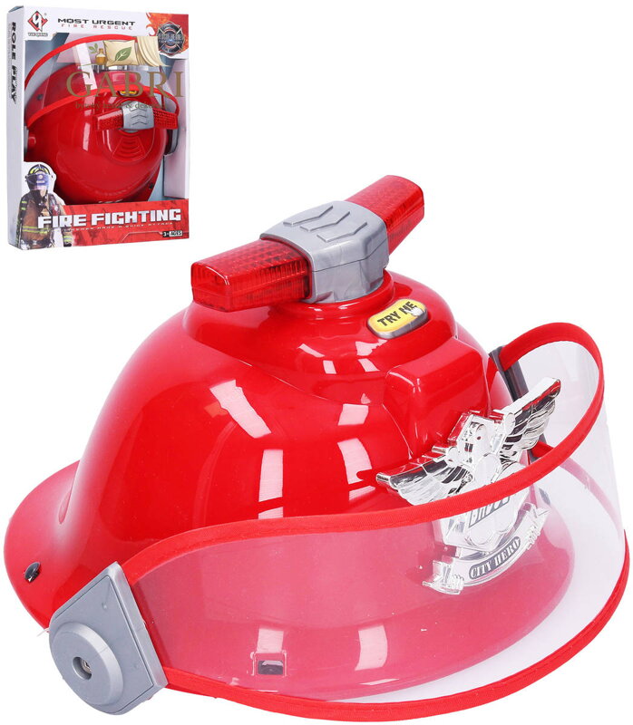 Přilba hasičská dětská helma s efekty na baterie Světlo Zvuk