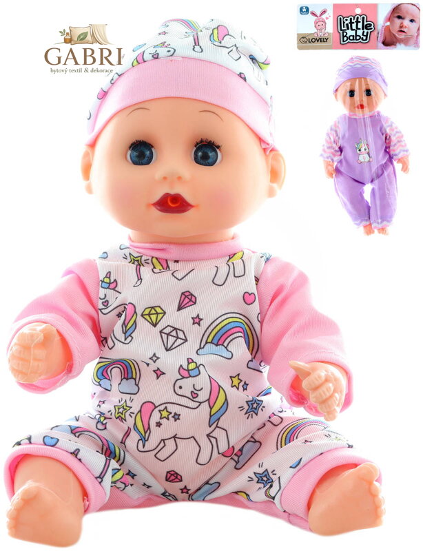 Panenka miminko 28cm batole v oblečku na baterie Zvuk 2 druhy