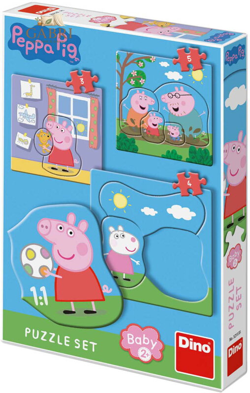 DINO Baby puzzle 12 dílků Peppa Pig Rodina 18x18cm skládačka 3v1 velké dílky