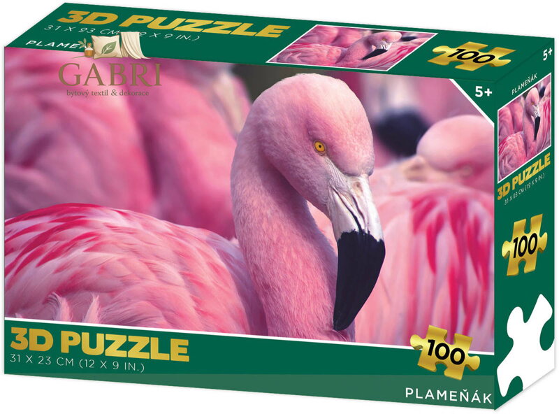 PUZZLE 3D Plameňák 31x23cm 100 dílků skládačka v krabici