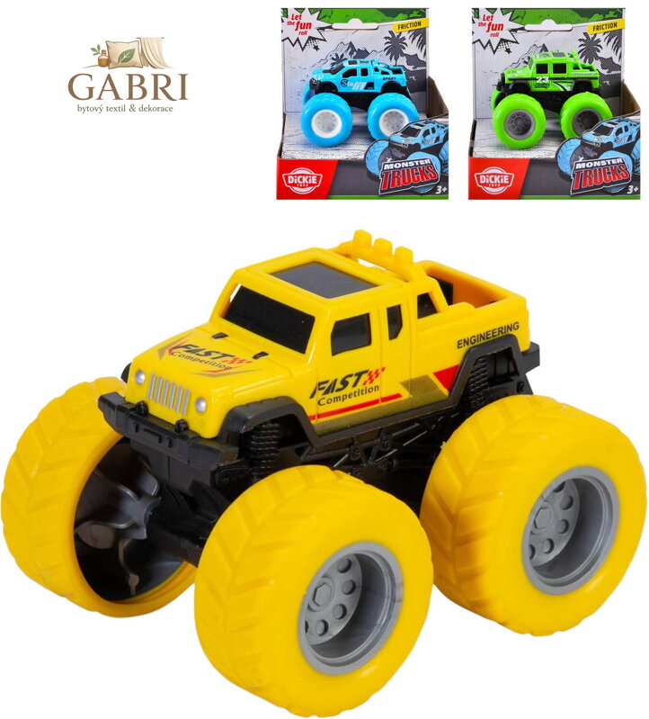 DICKIE Auto Monster Truck velká kola na setrvačník 3 druhy