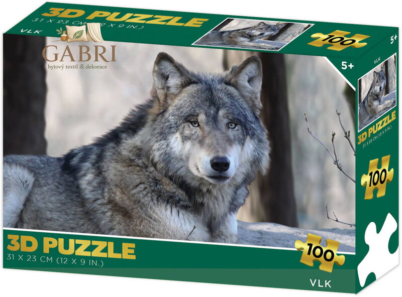 PUZZLE 3D Vlk 31x23cm 100 dílků skládačka v krabici