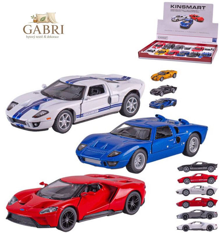 KINSMART Auto model Ford GT kov PB 13cm 3 druhy 4 barvy