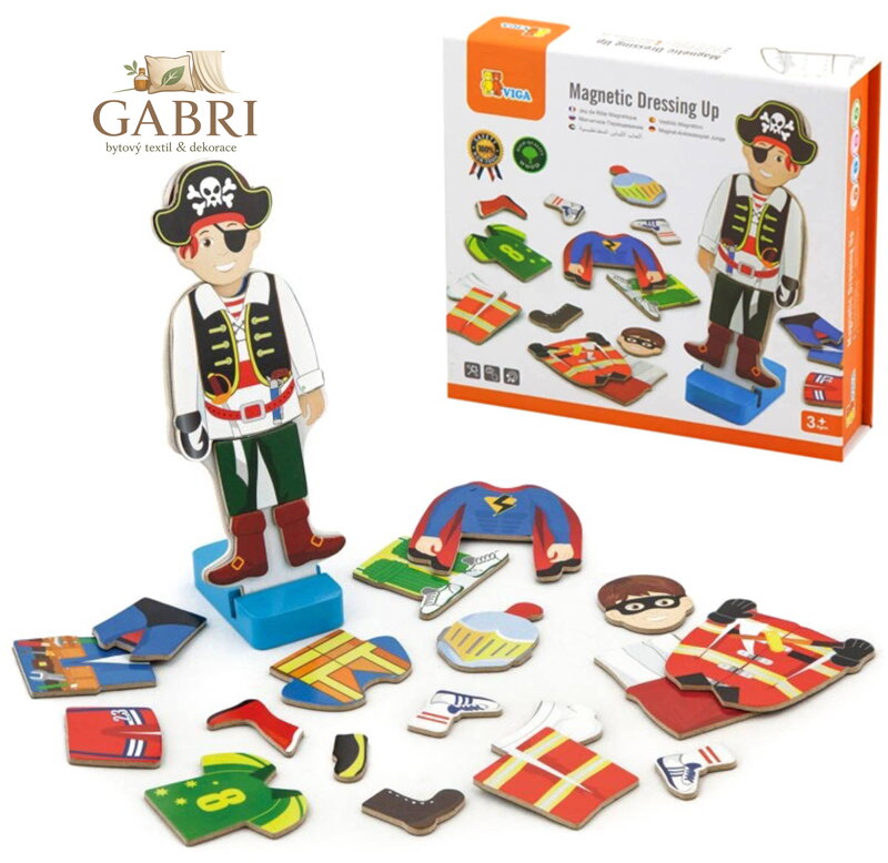 VIGA DŘEVO Magnetické oblékání Povolání 8 stylů *DŘEVĚNÉ HRAČKY*