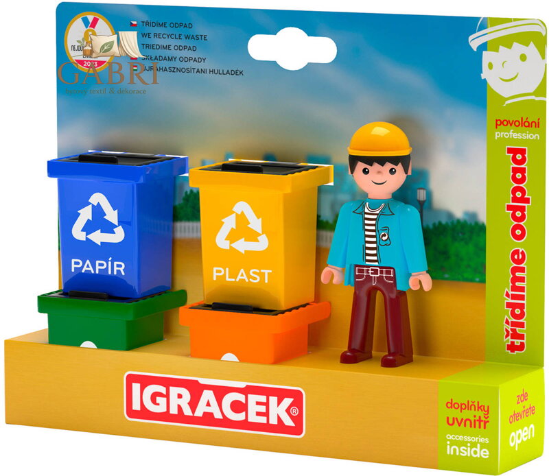 EFKO IGRÁČEK TRIO Třídíme odpad set figurka kloubová + 4 popelnice