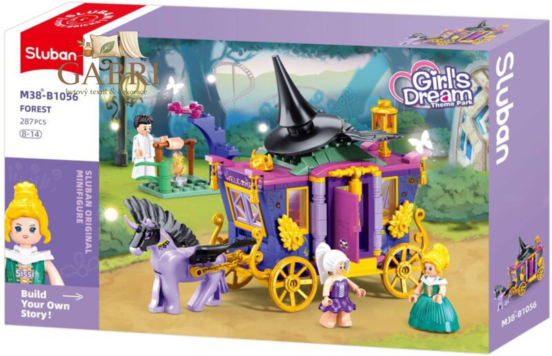 SLUBAN Girls Dream Kočár s jednorožcem 287 dílků + 4 figurky STAVEBNICE