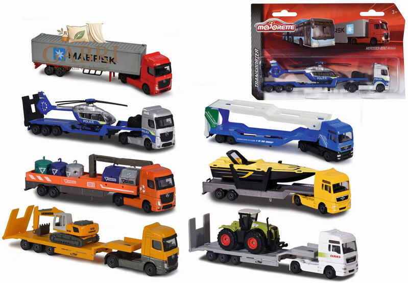 MAJORETTE Auto nákladní tahač s přívěsem volný chod kov různé druhy