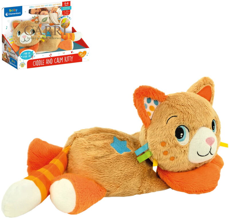 CLEMENTONI CLEMMY Baby kočička uklidňující usínáček vrní na baterie Zvuk