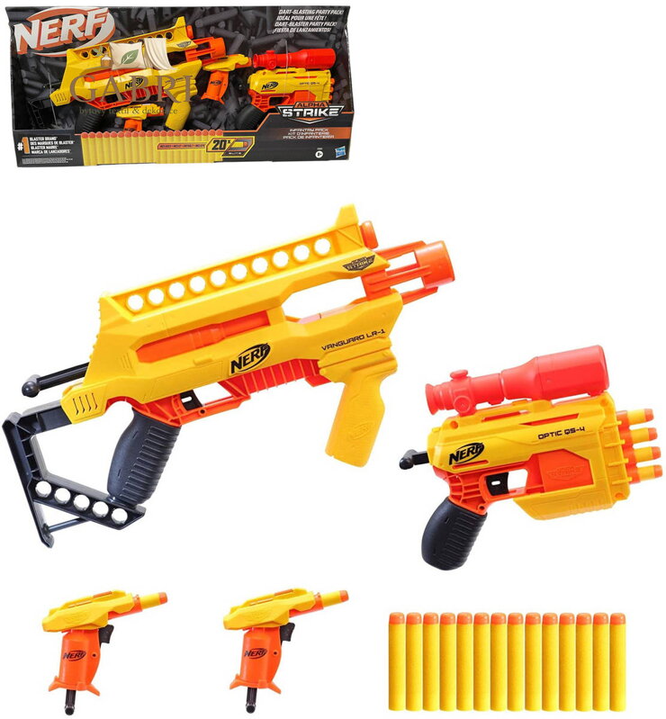 HASBRO NERF Alpha Strike velký žlutý herní set 4 dětské blastery + 20 šipek